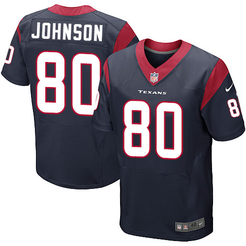 Men's Elite Andre Johnson Nike Jersey Navy Blue Home - #80 NFL Houston Texans